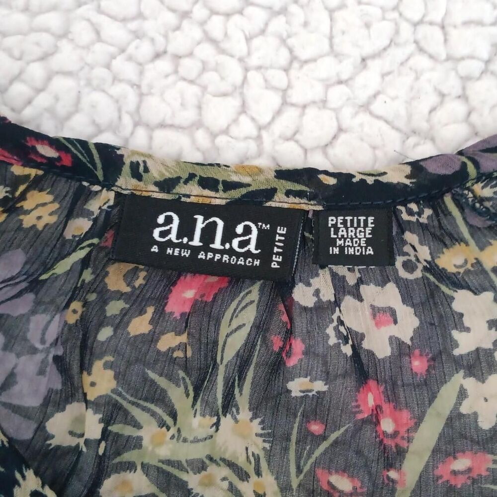 a.n.a A New Approach sheer chiffon floral blouse PL - Picture 6 of 7